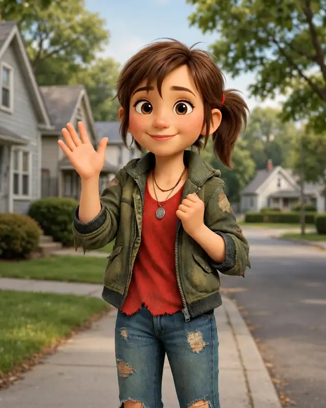 Sally waving hello