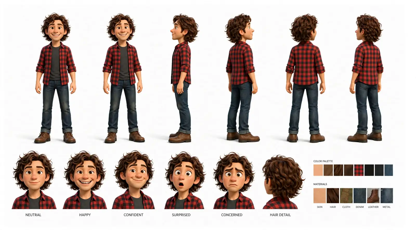 Hank character reference sheet