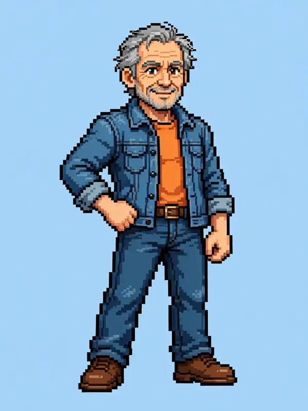 Dave Dlaney as a 16-bit hero character