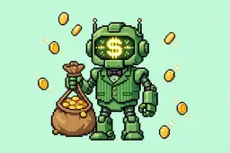 Finance Bot as a 16-bit robot banker character