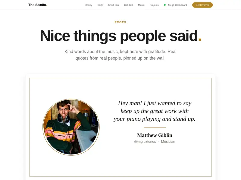 Props page from the Website in a Box template